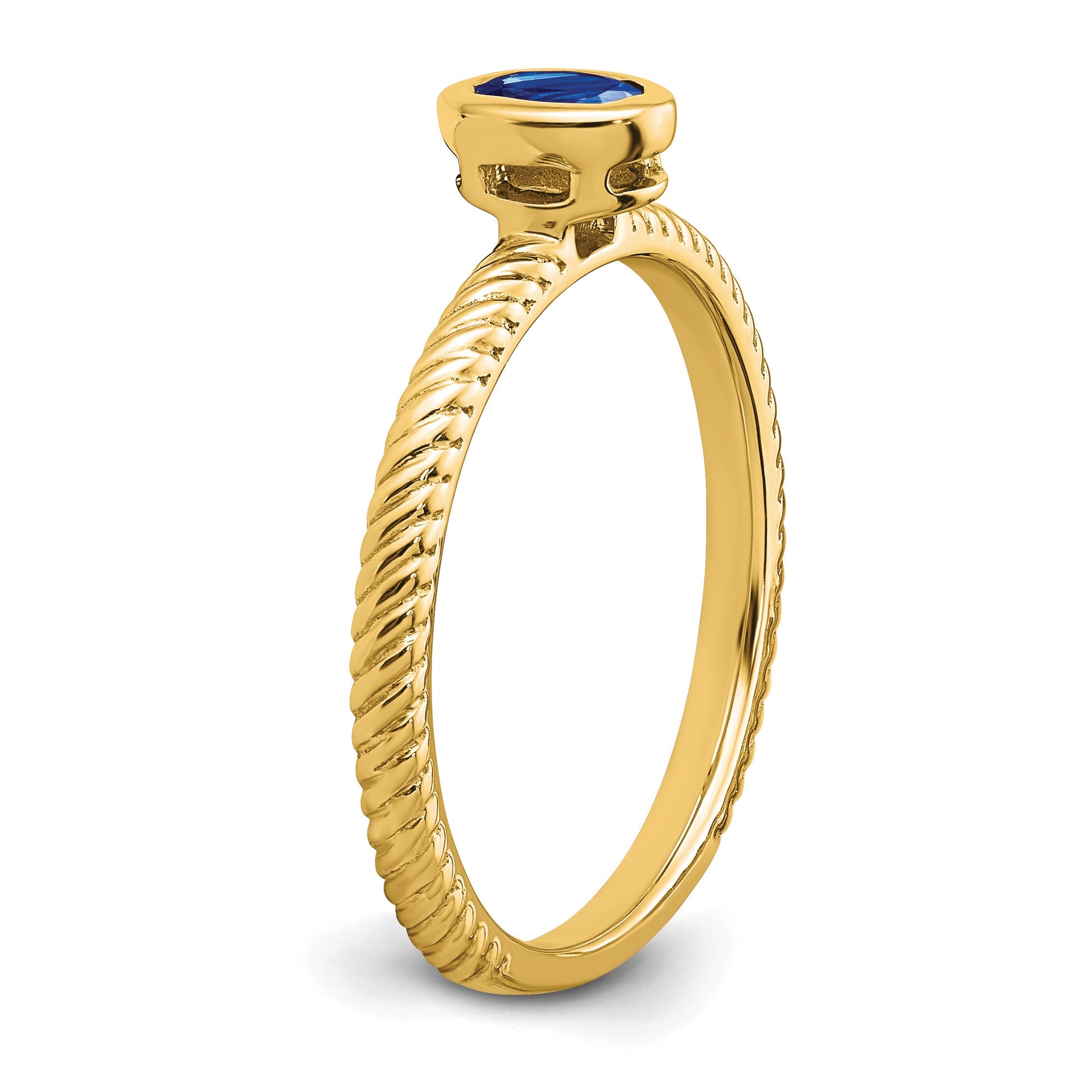 14k 5x3.5mm Oval Bezel Blue Sapphire Ring