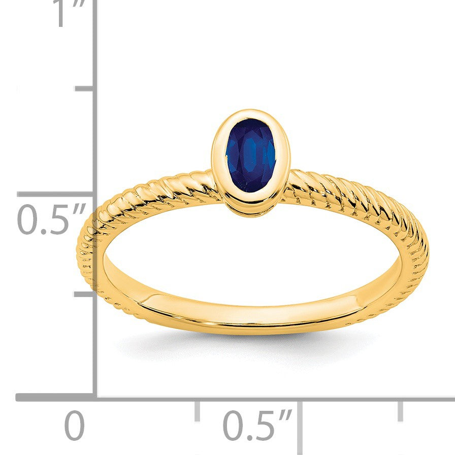 14k 5x3.5mm Oval Bezel Blue Sapphire Ring