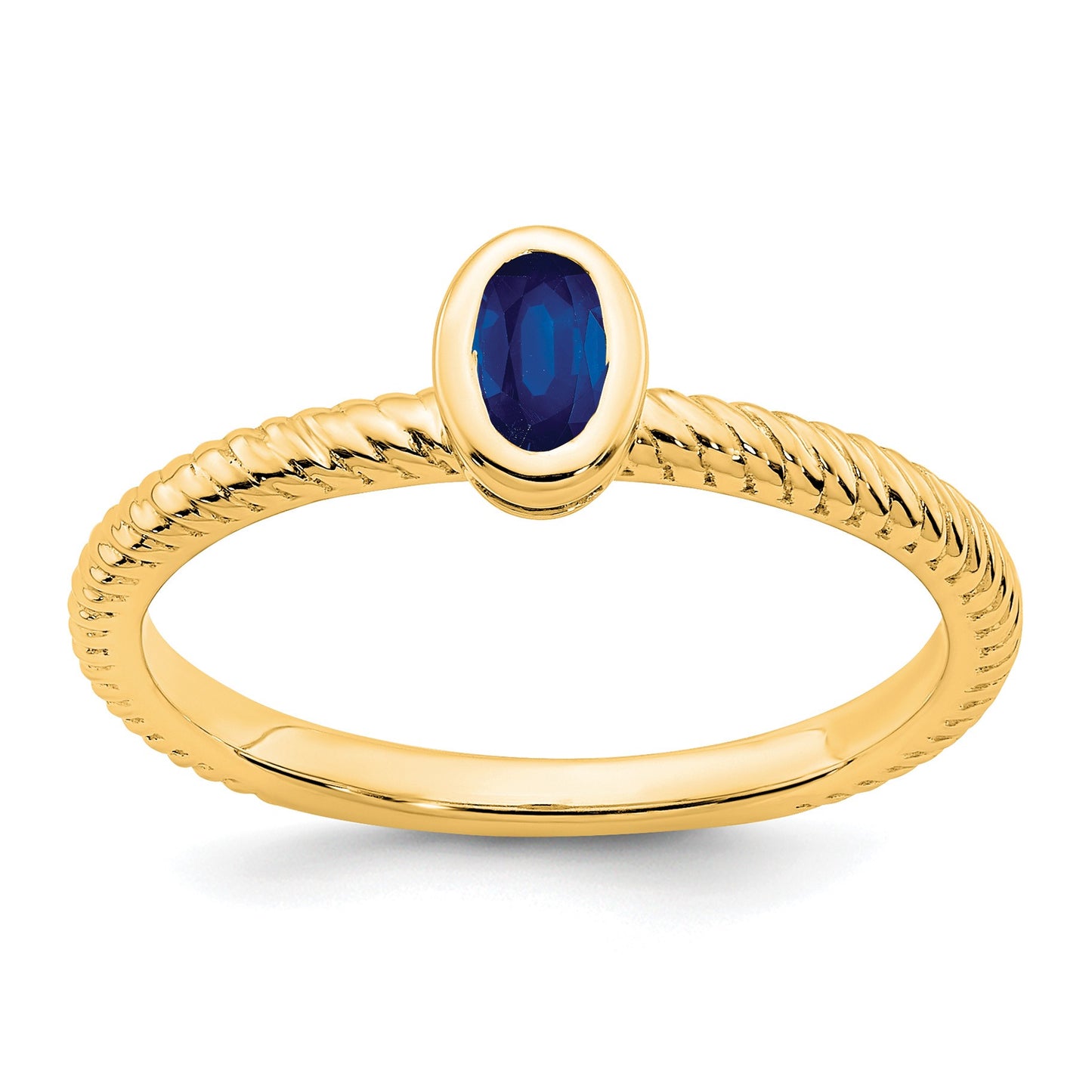 14k 5x3.5mm Oval Bezel Blue Sapphire Ring