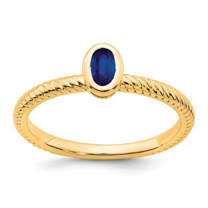 14k 5x3.5mm Oval Bezel Blue Sapphire Ring