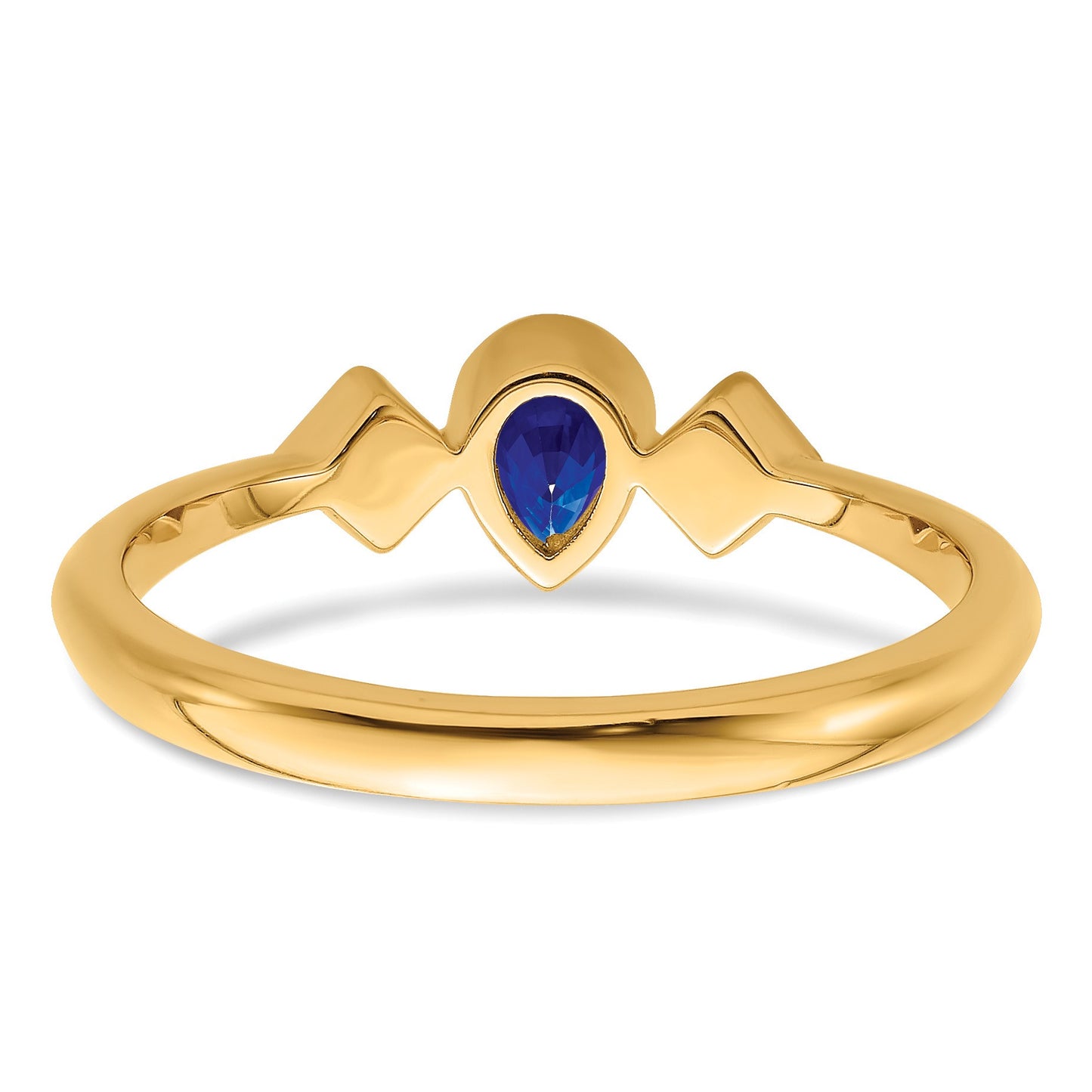 14k 4.6x3mm Pear Bezel Blue Sapphire and 1/20 carat Diamond Ring