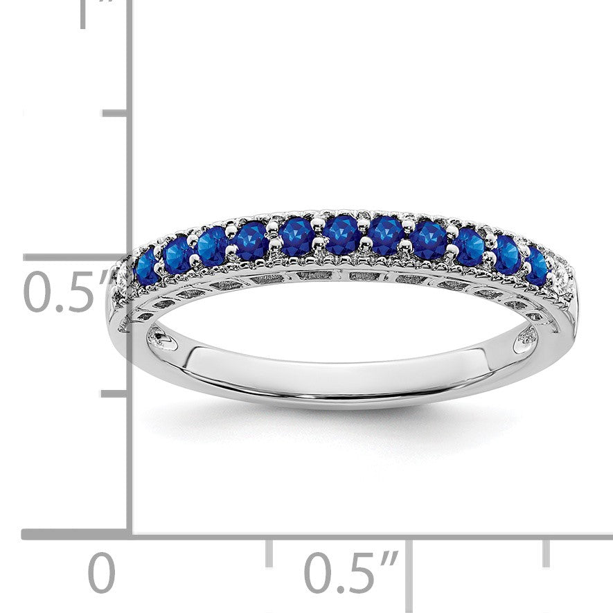14k White Gold 1/20 carat Diamond and Blue Sapphire Band
