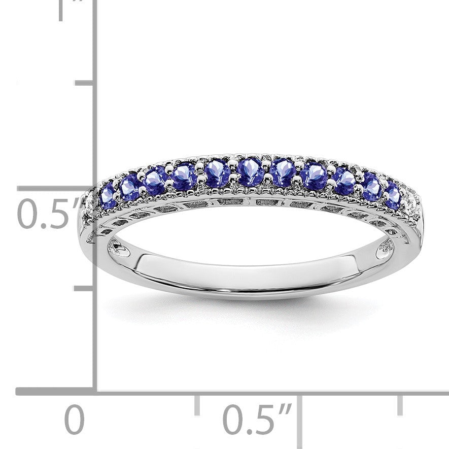 14k White Gold 1/20 carat Diamond and  Tanzanite Band