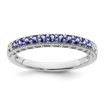 14k White Gold 1/20 carat Diamond and  Tanzanite Band