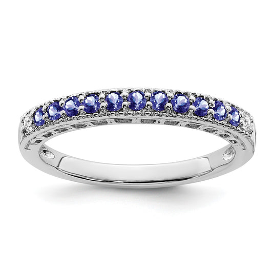 14k White Gold 1/20 carat Diamond and  Tanzanite Band