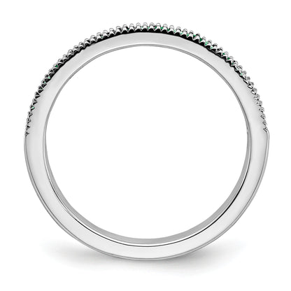 14k White Gold 1/10 carat Diamond and Emerald Band