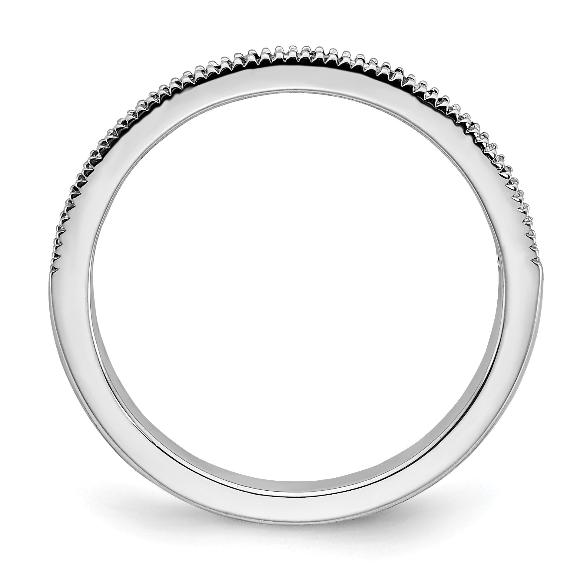 14k White Gold 1/10 carat Diamond and Blue Sapphire Band