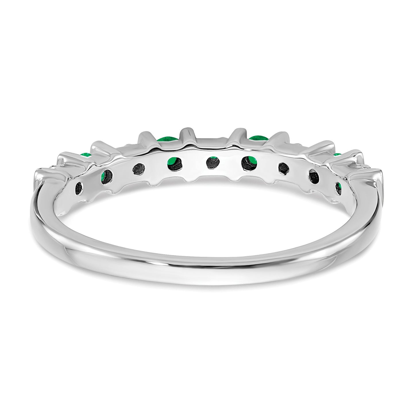 14k White Gold 1/20 carat Diamond and Emerald Band