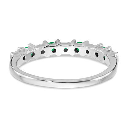 14k White Gold 1/20 carat Diamond and Emerald Band