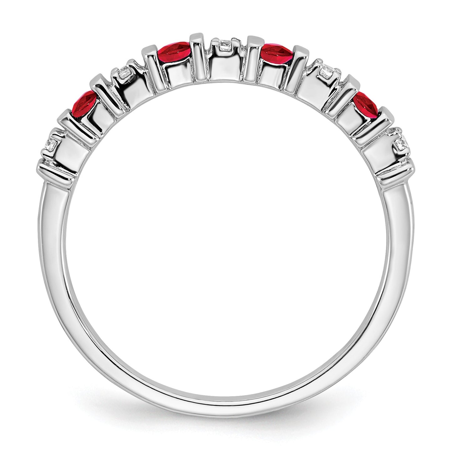14k White Gold 1/20 carat Diamond and Ruby Band