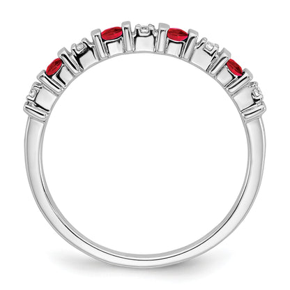 14k White Gold 1/20 carat Diamond and Ruby Band