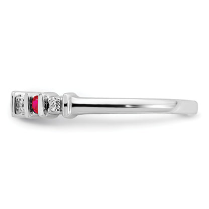 14k White Gold 1/20 carat Diamond and Ruby Band