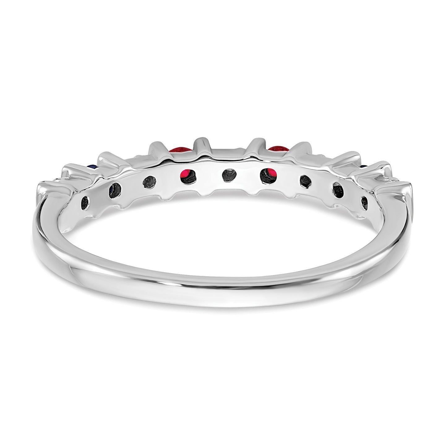 14k White Gold 1/20 carat Diamond and Ruby Band