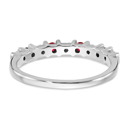14k White Gold 1/20 carat Diamond and Ruby Band