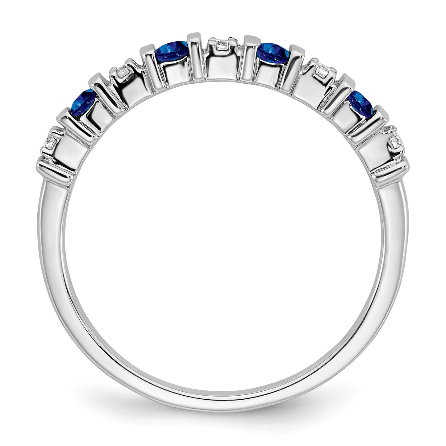 14k White Gold 1/20 carat Diamond and Blue Sapphire Band