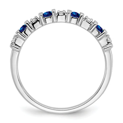 14k White Gold 1/20 carat Diamond and Blue Sapphire Band