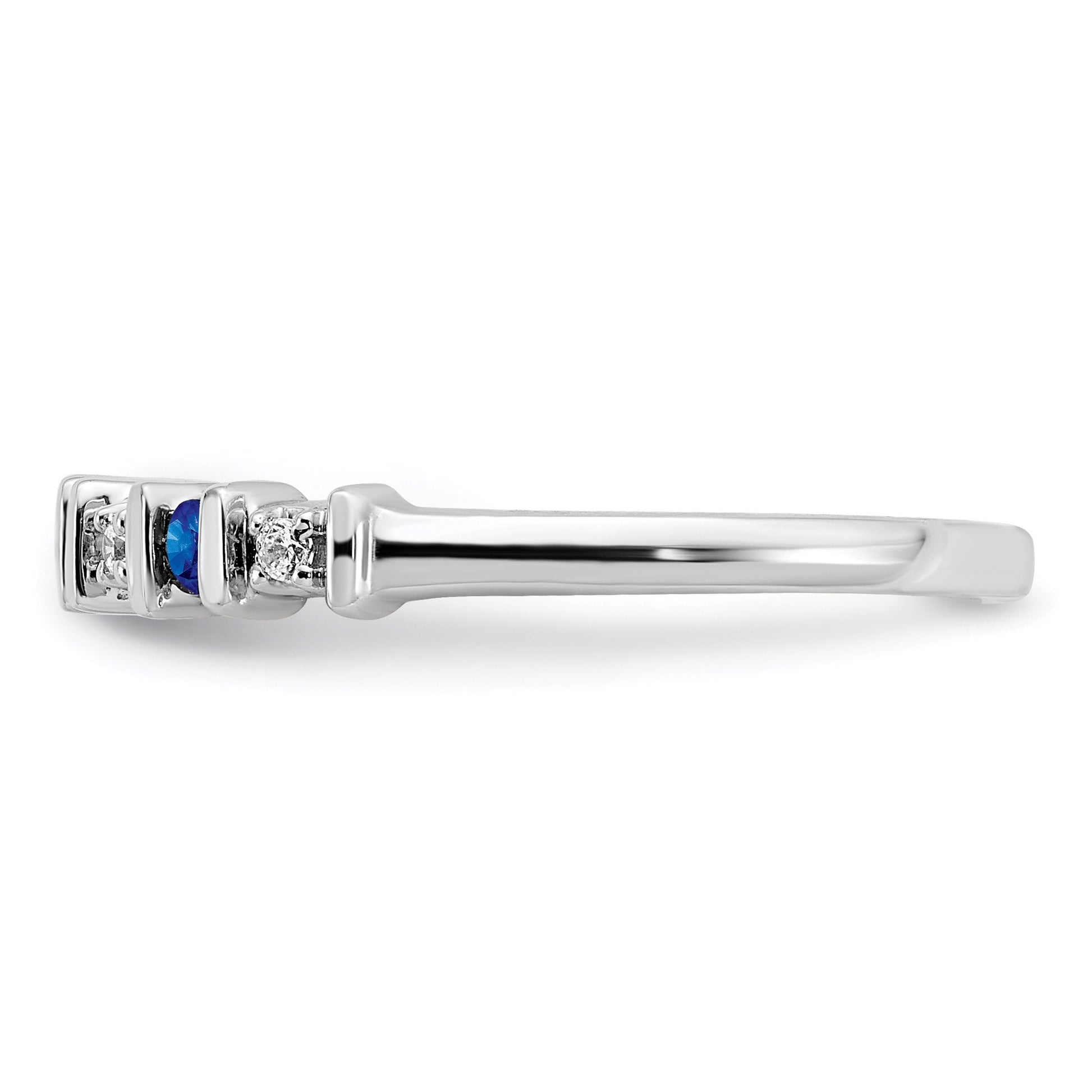 14k White Gold 1/20 carat Diamond and Blue Sapphire Band