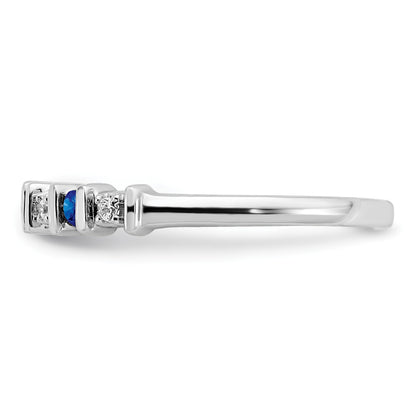 14k White Gold 1/20 carat Diamond and Blue Sapphire Band