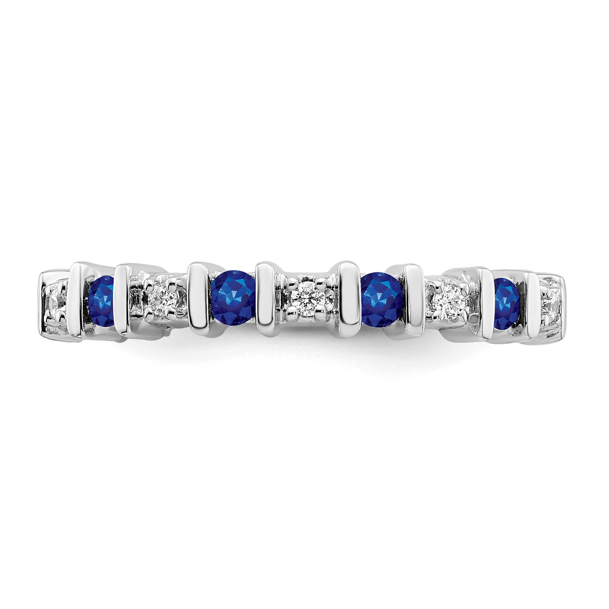 14k White Gold 1/20 carat Diamond and Blue Sapphire Band
