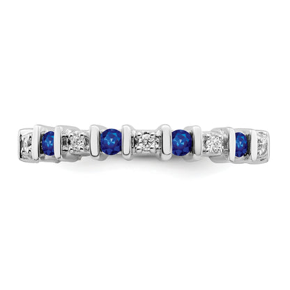 14k White Gold 1/20 carat Diamond and Blue Sapphire Band