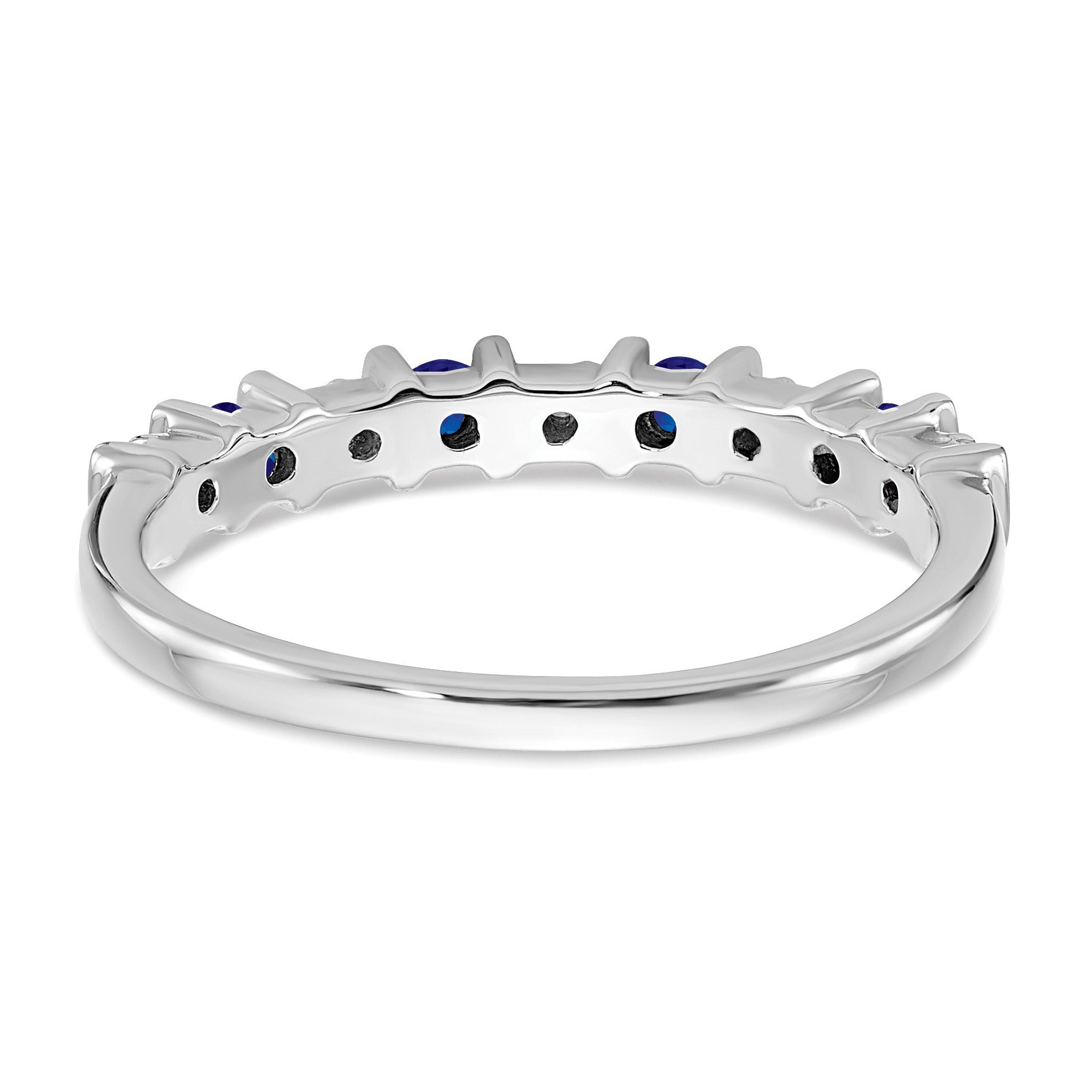 14k White Gold 1/20 carat Diamond and Blue Sapphire Band