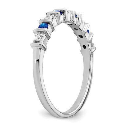 14k White Gold 1/20 carat Diamond and Blue Sapphire Band