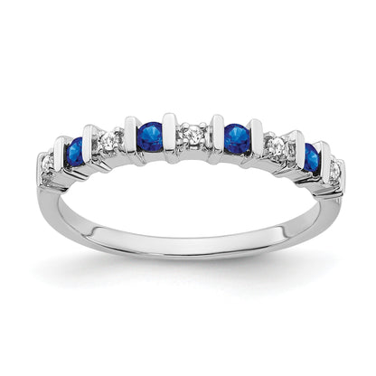 14k White Gold 1/20 carat Diamond and Blue Sapphire Band