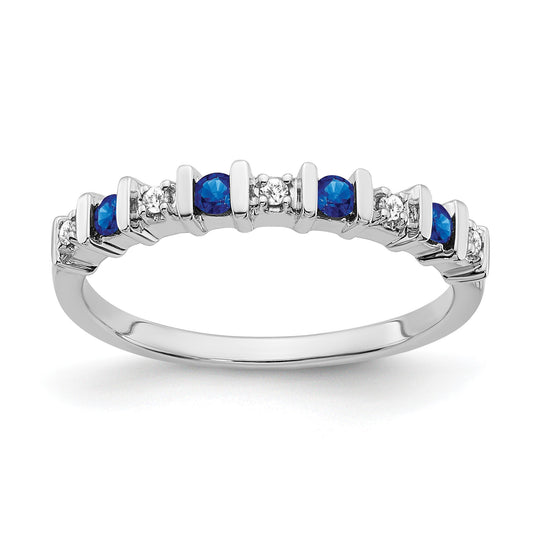14k White Gold 1/20 carat Diamond and Blue Sapphire Band