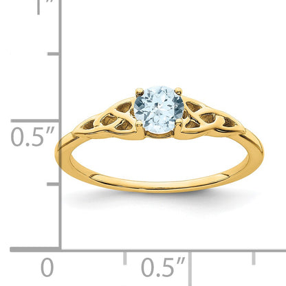 14k 4.5mm Round Aquamarine Celtic Knot Ring