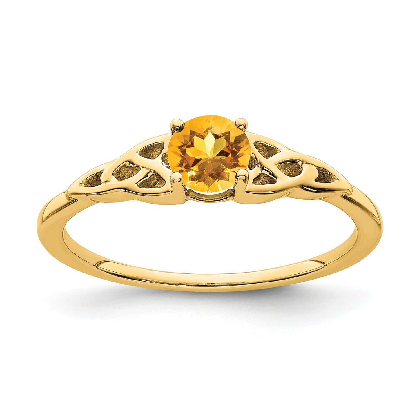 14k 4.5mm Round Citrine Celtic Knot Ring