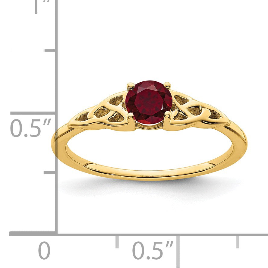 14k 4.5mm Round Lab Created Ruby Celtic Knot Ring
