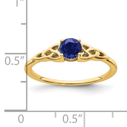 14k 4.5mm Round Lab Created Sapphire Celtic Knot Ring