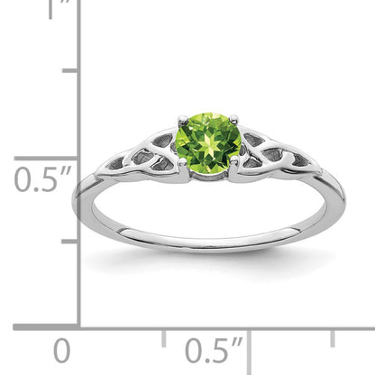 14K White Gold 4.5mm Round Peridot Celtic Knot Ring