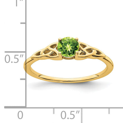 14k 4.5mm Round Peridot Celtic Knot Ring