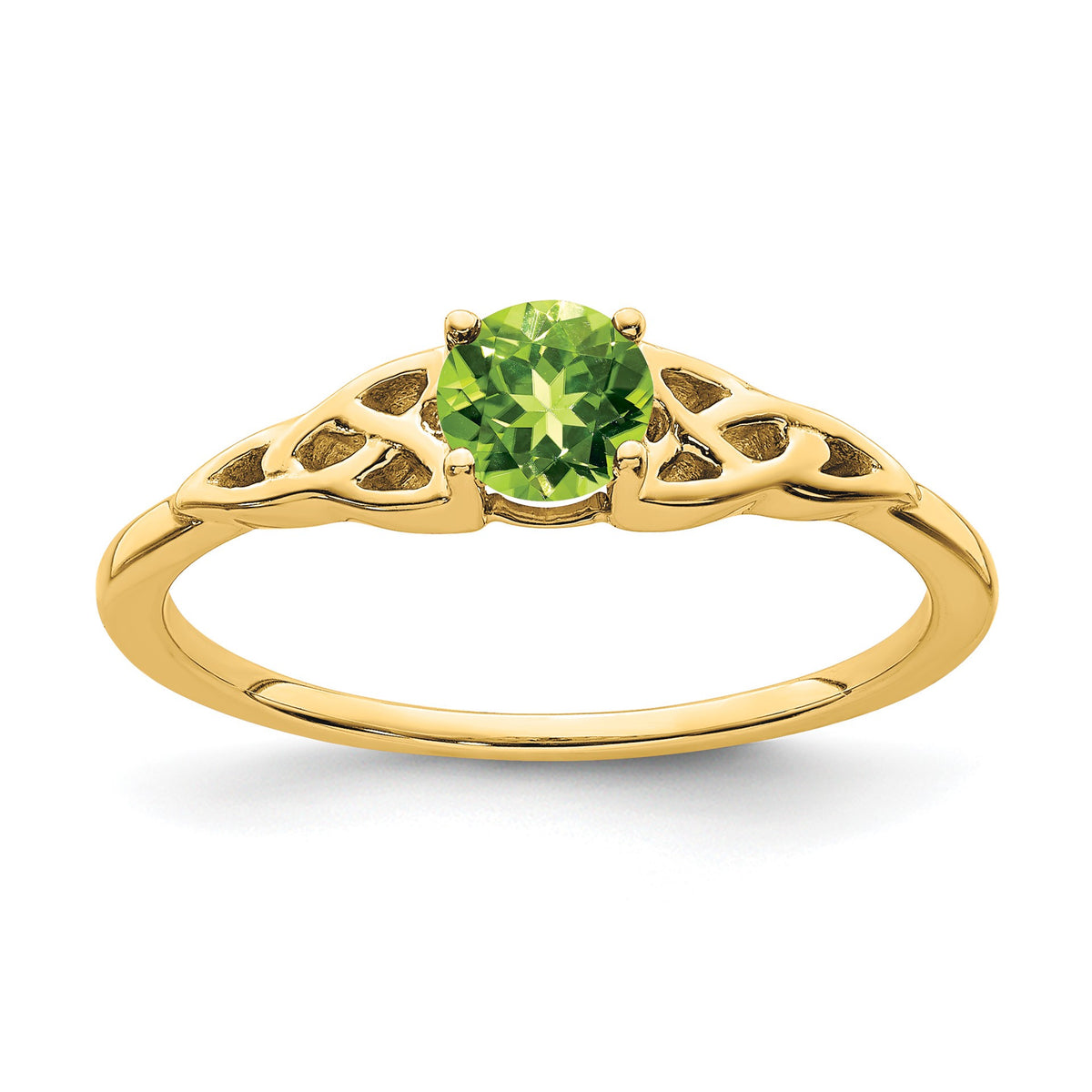 14k 4.5mm Round Peridot Celtic Knot Ring
