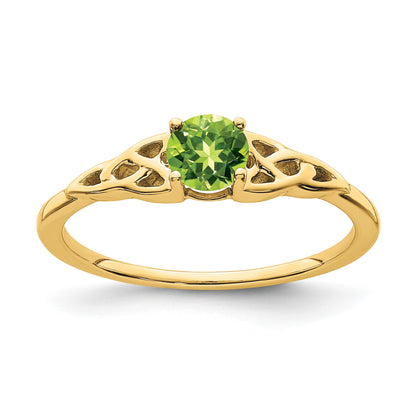 14k 4.5mm Round Peridot Celtic Knot Ring