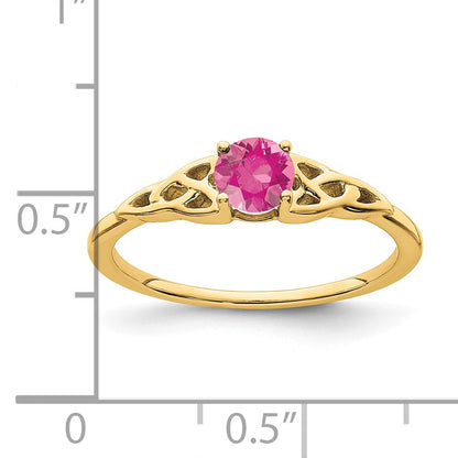 14k 4.5mm Round Pink Tourmaline Celtic Knot Ring