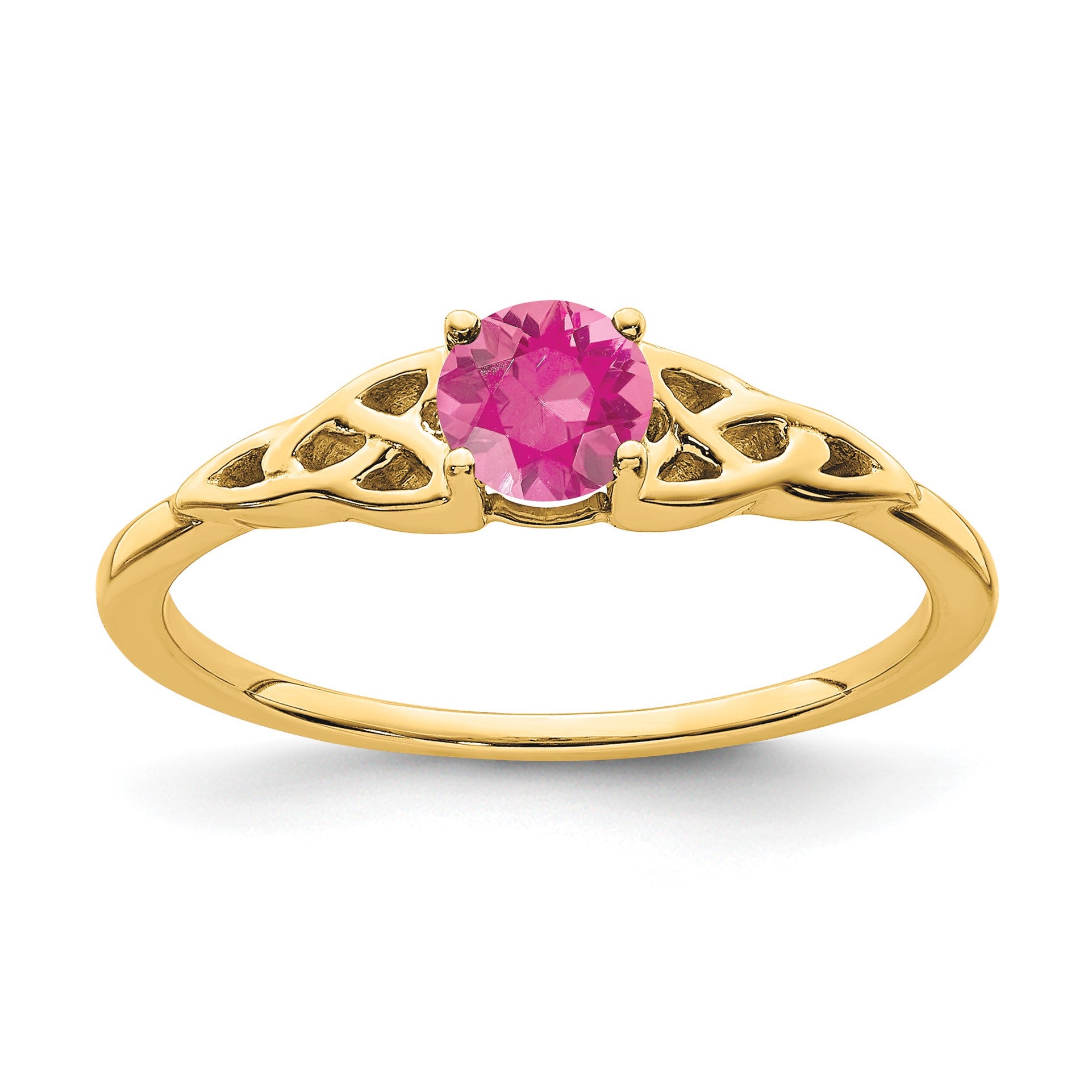 14k 4.5mm Round Pink Tourmaline Celtic Knot Ring