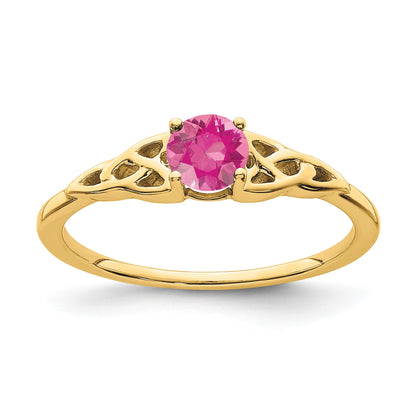 14k 4.5mm Round Pink Tourmaline Celtic Knot Ring