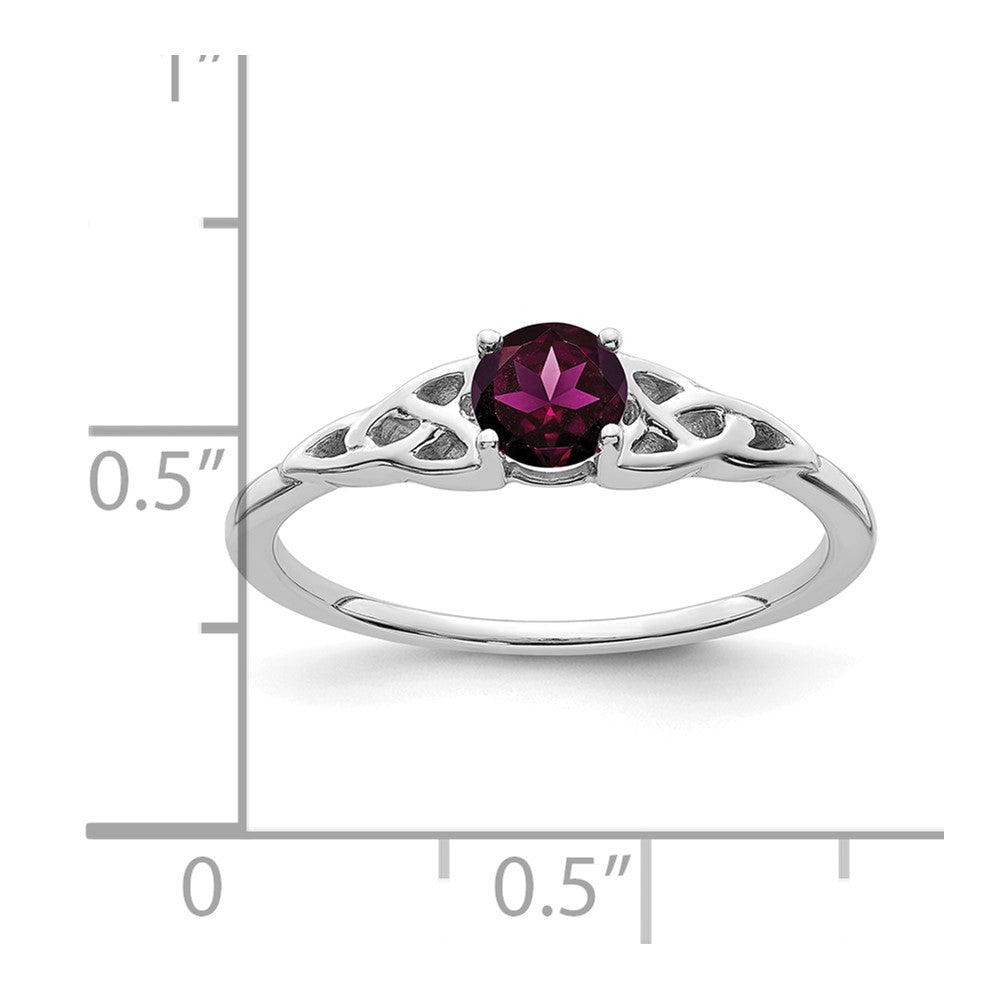 14K White Gold Rhodolite Garnet Celtic Knot Ring