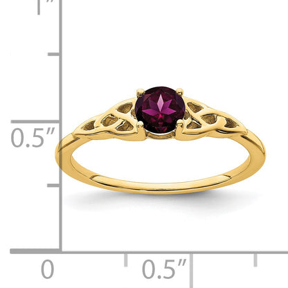 14k 4.5mm Round Rhodolite Garnet Celtic Knot Ring