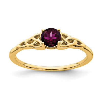 14k 4.5mm Round Rhodolite Garnet Celtic Knot Ring