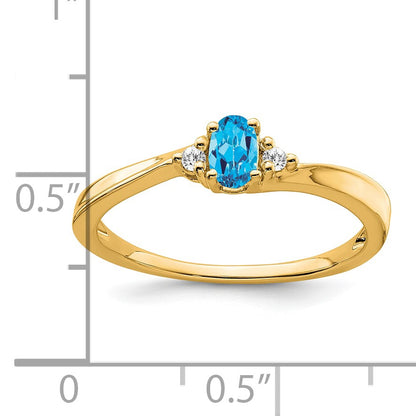 14k 5x3 Oval December/Blue Topaz and Diamond Ring