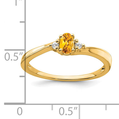 14k 5x3 Oval November/Citrine and Diamond Ring