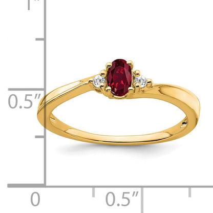 14k 5x3 Oval July/Lab Created Ruby and Diamond Ring