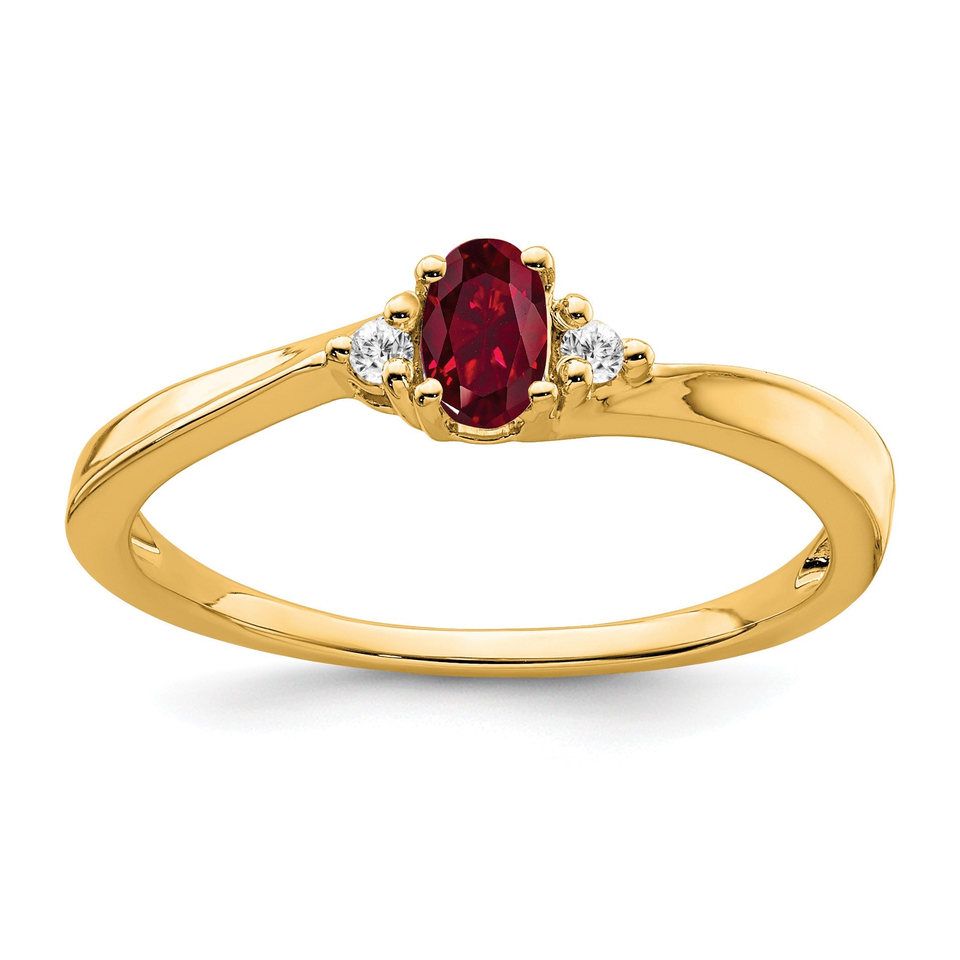 14k 5x3 Oval July/Lab Created Ruby and Diamond Ring
