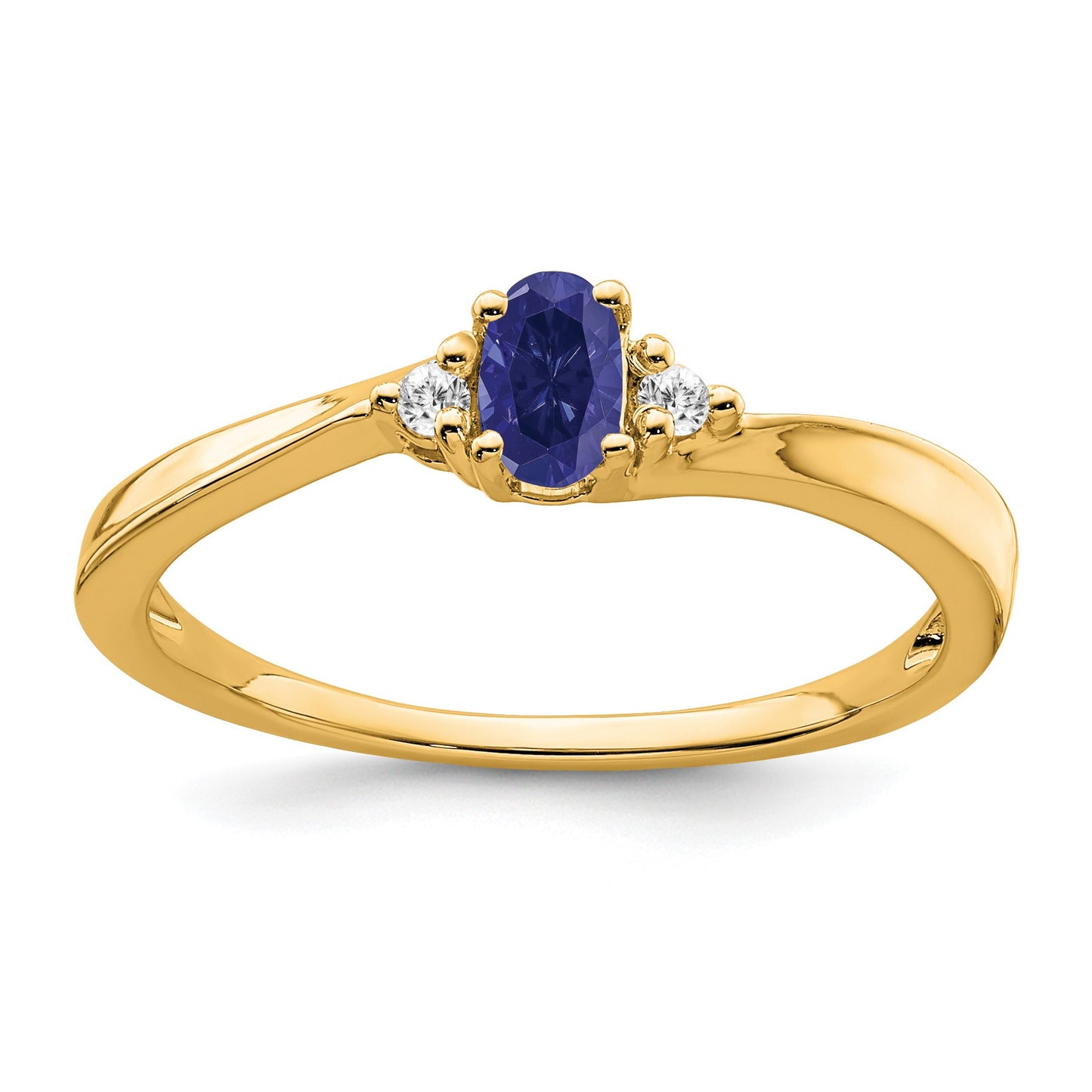 14k 5x3 Oval September/Lab Created Sapphire and Diamond Ring