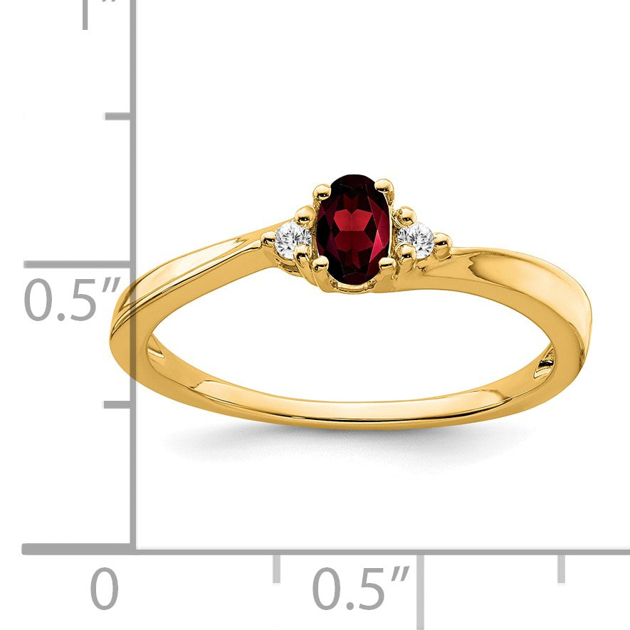 14k 5x3 Oval January/Garnet and Diamond Ring