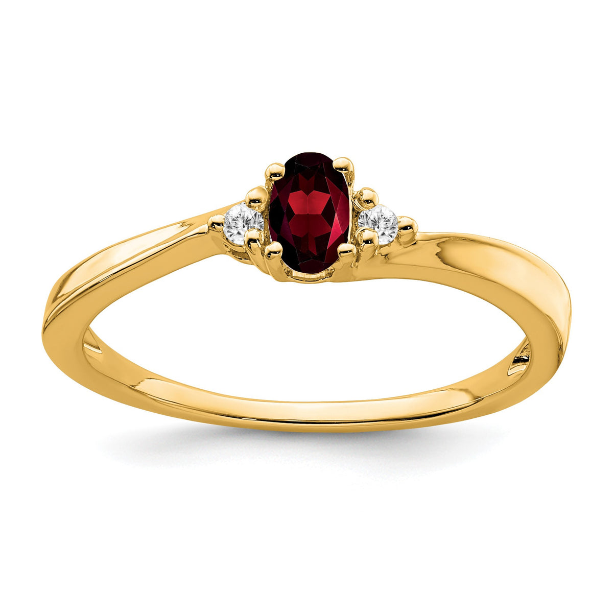 14k 5x3 Oval January/Garnet and Diamond Ring