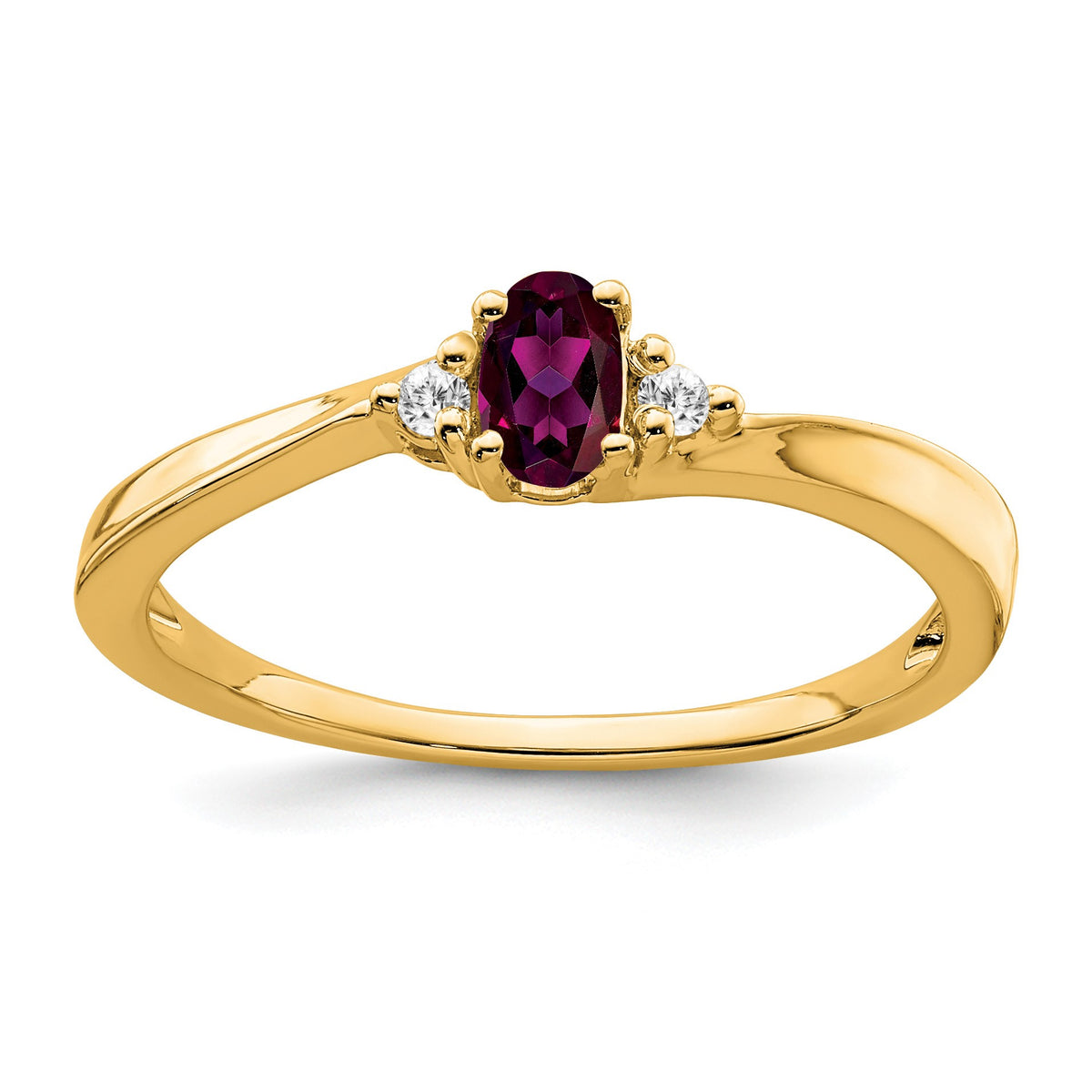 14k 5x3 Oval June/Rhodolite Garnet and Diamond Ring